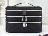 Fashionable and light luxury large-capacity black embroidered diamond-shaped cosmetic bag with three V1105-YAHZB-001