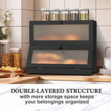 CARLA HOME Double Layer Bamboo Bread Box for Kitchen Counter - Large Capacity Bread Storage LSB-36199