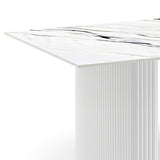 Dining Table Sintered Stone Top MDF Table Base High Glossy White V43-DT-SCRL