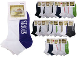 24x COTTON ANKLE SOCKS Sport Cushion Foot Low Cut Running - Assorted Colours Bulk - 11-14 V563-BR-24SOX-ASSTDCLRP-11-14