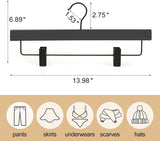 TOPIA HANGER Wooden Pants Hangers 10 Pack, Black Skirt Hangers with Clips and Rotatable Hook, V1258-DP02-F-235