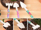 10 Pieces Gardening Tools with Purple Floral Print, Ergonomic Handle Trowel Rake Weeder Pruner V1370-AZ4-02696