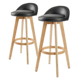 2X Wooden Bar Stool Dining Chair Leather LEILA 72cm BLACK V274-FT-WBSPVC-82BK2