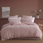 Platinum Collection Flourish Rose 100% Cotton Textured Quilt Cover Set Queen V442-LED-QUILTCS-FLOURISH-ROSE-QS