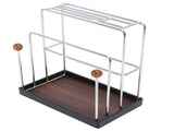 Cutting Board Rack Organizer Stainless Steel Kitchen Countertop Utensil Holder with Drain Tray for V1294-YM0901-3118250144611