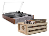 Victrola Eastwood II Turntable - Walnut Bundled Record Storage Crate V398-VTA-74-WLN-BSC