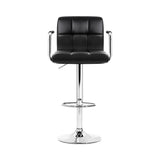 Artiss 2x Bar Stools Leather Gas Lift w/Armrest Black BA-K-1055A-BKX2