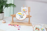 Adjustable Embroidery Stand Rotating Wooden Cross Stitch Holder & Knee Pad with 15cm & 20cm Hoops, V1107-120-90958-WOO-EMBROIDERYSTAND
