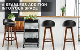 4X Wooden Bar Stool Dining Chair Leather LEILA 72cm BLACK BROWN V274-FT-WBSPVC-82BK4-BNP