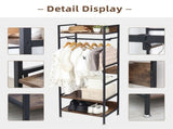 Rustic Wooden Clothes Garment Rail Open Hanging Display Shelf Shoe Rack Entryway V767-JJ-ZY728