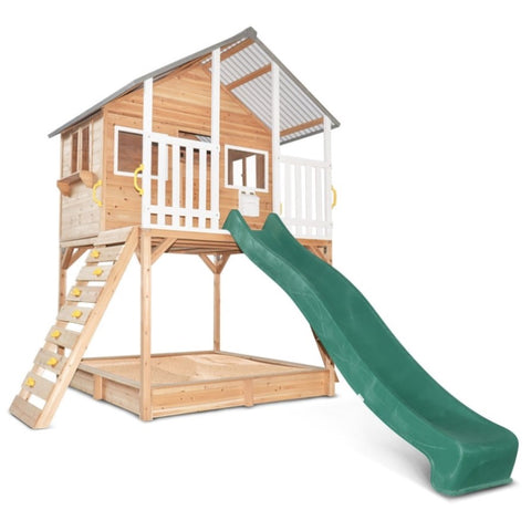 Lifespan Kids Winchester Cubby House with Elevation Platform and Green Slide V420-LKCH-WINCHE-GRN