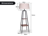 Sarantino Metal Etagere Floor Lamp Shade Metal Shelf in Wood Finish LMP-MLM-523