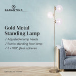 Sarantino 3-Light Gold Metal Floor Lamp with Glass Shades LMP-MLM-50320