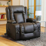 Recliner Chair Electric Massage Lift Chair with Heat Function PU Leather Lounge Sofa Black V63-834091