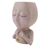 Face Planter Pot Multipurpose Resin Cute Girl Heads Succulent Flowerpot with Drainage Hole for V1294-YM0901-3111240041511