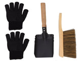 Fireplace Ash Shovel Brush Set Coal Hearth Clean Tools for Home with Black Silicone Gloves V1294-YM0706-3117230149711
