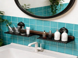 Bathroom Shelf with Suction Cups Wall Mounted No Drilling White Walnut Grain Storage Rack for V1237-ZY-917-042