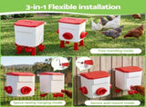 Giantz 12kg Chicken Feeder and 11L Waterer Set Large Capacity Poultry Drinker Kit FIK-FEEDER-PL-11L-RD