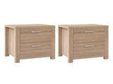 Artiss 2x Bedside Table 2 Drawers - MAXI Pine FURNI-N-MAXI-BS01-WDX2