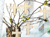 48 Pack Cross Wooden Hanging Ornaments Unfinished Wood Blank Cross Craft with Gold String for Easter V1258-DP02-C-2275