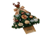 Mini Xmas Tree with Deer Horn Adjustable Light Strings Tabletop Small Destop Decor 50cm Khaki V1294-YM0901-3115240085811