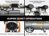 UNIMAC 40L 2.0HP Silent Oil-Free Electric Air Compressor, Portable, Twin Nitto Outlets V219-TOLACMUM4C0FA