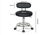 Levede Swivel Office Chair Round Rolling Stools PU Leather Height Adjustable BR1071-BK-M-AU