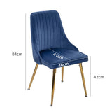 Viva Forever Set of 2 Blue Velvet Dining Chairs Art Deco Design with Gold Metal Legs V264-DNC-414V-BLU-02