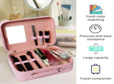 Travel Makeup Case with Mirror - Partitionable Cosmetic Makeup Train Case Waterproof PU Shell V1294-YM0901-H47780P