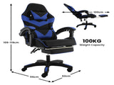Sarantino Cueva Reclining High Back Office Gaming Chair Seat Retractable Footrest Office Comput CHR-ASA-CUE-BKBU