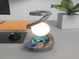 Grey-Black Modern Levitating LED Desk Lamp with Wireless Phone Charger - Spiral Design Atmosphere V888-ELOSUNG24984
