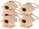 5-Pack Mini Wooden Bird Houses for Hanging Garden Decor, Wedding Party Favors, 3.0x2.8x2.2 Inches V1370-AZ4-16992