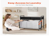 3 Section Laundry Sorter, Rolling Laundry Hamper with 2 Drawers, Hooks & Wheels, Rolling Basket V952-XYLEKJSMCTS1WJGUD001V0