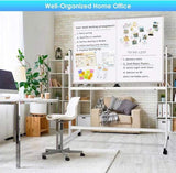 CARLA HOME Double-Sided Magnetic Whiteboard 120x90cm with Wheels, Reversible Design for School, LSB-36222