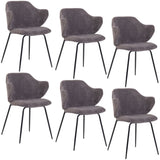 Set of 6 Dining Chairs with Corduroy Cord Fabric in Dark Grey Lincoln V563-68406_3X