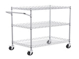 Kitchen Utility Cart, 3 Tiers, Wire Rolling Cart with 300kg Capacity, Steel Service Cart on Wheels, V952-WGCFTCCB30X184GWTV0