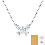 Elegant Butterfly Moissanite Pendant Necklace with Shimmering Crystals, Hypoallergenic Silver-Tone V1341-ZY-7U4NXBAM-MOISSANITE-PREMIUMS925