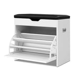 Artiss Shoe Rack Cabinet Bench 3-tier 15 Pairs White CABINET-8836-WH