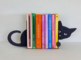 2-Piece Hidden Cat Metal Bookend Set, Black Decorative Book Supports V1188-MS-731-037
