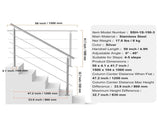 Handrails for Outdoor Steps, 59 in Length 3 Crossbars Stair Hand Rail Kit, Transitional Stainless V952-BXGSLZFS150CBU3NGV0