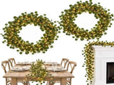 2Pcs Faux Vine Lights Artificial Greenery Garlands, Vines with Fairy Lights for Fireplace, Table, V1369-AZ3-W-08069