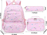 3 Piece Backpack Lunch Bag Pencil Case Set for Girls, Kids School Bookbag with Mermaid Print, Pink, V1237-ZY-917-037