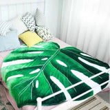 NNEOBA Green Leaf-Shaped Flannel Blanket V728-1005005077127867-GREEN-LEAF-PATTERN-D-150X200CM