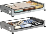 Under Storage with Wheels,XXL 60L Under Storage Containers with Clear Lids, Rolling Under V1107-127-30550-GRY-60L