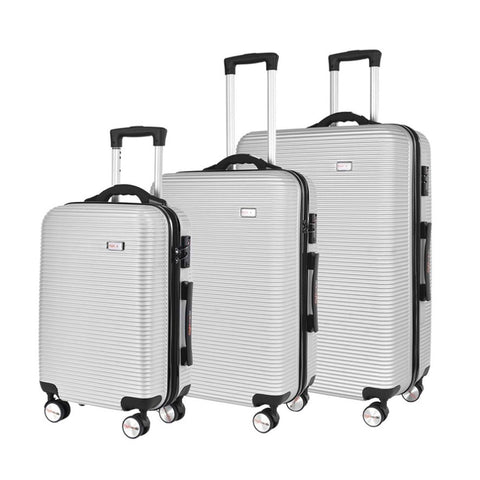 3 pcs 20"/24"/28" Digital Weighing Scale and USB Charging Port Lightweight Luggage Suitcase Silver V915-FB3001-SL