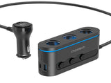 CHOETECH TC0021 3 Sockets 2C1A Cigarette Lighter Splitter Black V28-ELECHOTC0021