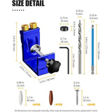 Pocket Hole Jig Kit, Pocket Screw Jig 15 Degree Drilling Locator,Pocket Dowel Hole Jig System Set V1192-AZ-W-3398