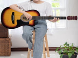 38in Karrera Acoustic Guitar Steel Strings Carry Bag Shoulder Strap Sun Burst CC38-3TS
