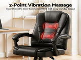 Artiss Massage Office Chair Executive Computer Gaming Chairs Black PU Leather MOC-09M-2P-BK