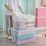 3x 37 Litre Modular Clear Foldable Storage Box with Lid Plastic Tub Collapsible V563-75199_3X